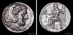 01/ Ancient - Grecia Reino de Macedonia. Alejandro III Magno 336-323AC. Ceca de Babilonia. Emisión en vida (lifetime) 325-323AC. AR Tetradracma. 26.5mm; 17.19g. A: Cabeza de Heracles a derecha usando 