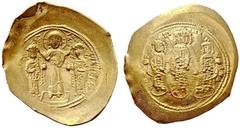 BYZANTINE EMPIRE Romanos IV, 1068-1071. Histamenon, Constantinople. Obv. Christ standing on footstool and crowning Romanus on left and Eucdocia on right. Rev. Michael in centre, Constantius on left an