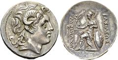GREECE. Kingdom of Thrace. Lysimachus, 323-281 BC. Silver tetradrachm, 297/6-282/1 BC, Lampsacus. Obv. Diademed head of deified Alexander III right, with horn of Ammon. Rev. BAΣΙΛΕΩΣ ΛΥΣIMAXOY. Athena