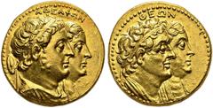 GREECE. Ptolemaic Kingdom. Ptolemy II, 285-246 BC, and Arsinoe II. Mnaieion or octodrachm, ca. 273-272 BC, Alexandria. Obv. ΑΔΕΛΦΩΝ. Conjoined busts facing right of Ptolemy II, diademed and draped, an