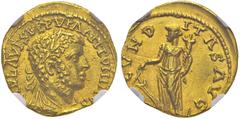ROMAN EMPIRE. Uranius Antoninus, 253-254. Aureus, Emesa. Obv. L IVL AVR SVLP VRA ANTONINVS. Laureate, draped, cuirassed bust right. Rev. FECVND-ITAS AVG. Fortuna standing left, holding rudder and corn