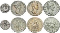 ROMAN EMPIRE. Lot of 134 coins : Augustus, Denarius, 21-20, Samos (RIC 478); Augustus, Denarius, 19-18, Spain (RIC 37b); Augustus, Q. Rustius, Denarius, 19, (RIC 322); Claudius, As, 41-50 (RIC 95); Ne