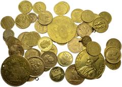 WORLD GOLD COINS Lot of 58 gold coins: Some coins are holed or mounted. AUSTRALIA Sovereign 1907 P, Sovereign 1911 P. AUSTRIA Ducat 1848, Ducat 1854 A, Ducat 1859 A, Ducat 1869 A, Ducat 1915 (5), 4 Du