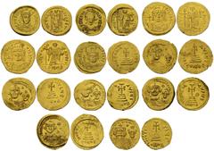 BYZANTINE EMPIRE. Lot of 11 coins: ZENO, Solidus S. JUSTIN I, Solidus I*, MAURICE TIBERIUS, Solidus Δ, Solidus I. HERACLIUS, Solidus E. HERACLIUS and HERACLIUS CONSTANTINE, Solidus E (2 ex.), Solidus 