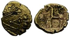 CELTIC. Gaul. Remi. Gold Stater late IInd-mid Ist century BC. DT 173. AU. 6.16 g. VF+ flan cracks With an old auction tag (attributed to the Viroduni), lot n° 290.