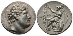 GREECE. Mysia, kings of Pergamum. Eumenes I, 263-241 BC. Tetradrachm 255-241 BC, Pergamum. In the name of Philetairos. Obv. Laureate head of Philetairos right. Rev. ΦIΛETAIPOY (left). Athena sitting l