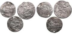 Islamic Coins Abbasid & Samanid AR Dirham (3) Various condition. With holes. 1)Abbasid, al-Radi. 326 AH. Madinat al-Salam. Zeno 172612. 3.97g, 25mm; 2) Samanid, Nasr b. Ahmad. 323 AH. Samarqand. Zeno 