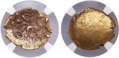 Ancient - Celtic World Celtic Britain (Regini-Atrebates) AV Stater c. 60-20 BC - NGC XF Strike: 3/5, Surface 3/5. Splendid lustrous exemplar with fine toning. Selsey uniface type, uninscribed. Obv.: P