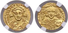 Byzantine Byzantine Empire (Constantinople) AV Solidus, c. AD 705 – Justinian II, second reign (AD 705-711) - NGC MS Strike 3/5, Surface 4/5. Stunning ancient gold coin in mint state, radiantly shinin