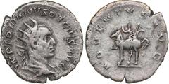 Ancient coins Roman Empire Antoninianus - Trajan Decius (249-251 AD) 2.87 g. 22mm. VF/F IMP TRAIANVS DECIVS AVG, Bust of Emperor to the right./ ADVENTVS AVG around, Trajan Decius on horseback left, ra