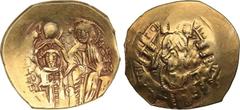 Byzantine Byzantine AV Hyperpyron Nomisma - Michael VIII Palaiologos (1261-1282 AD) 4.12 g. 24mm. AU/AU Mint luster. Gold. Constantinople. Half-length figure of the Theotokos, orans, within city walls