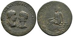 Roman Provincial Coins MESOPOTAMIA. Nisibis. Gordian III (238-244), with Tranquillina. Ae. Obv : AVTOK K M AN ΓOPΔIANON CAB TPANKVIΛΛAN CEB. Laureate and draped bust of Gordian right vis-a-vis diademe