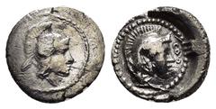 Greek Coins DYNASTS of LYCIA.Kherei.(Circa 410-390 BC).Obol Obv : Helmeted head of Athena right. Rev : Head of Kherei right, wearing Persian tiara, within incuse circle. Weight : 0.85 gr Diameter : 11