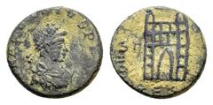 Roman Imperial Coins ARCADIUS.(383-408).Thessalonica.Follis. Obv : D N ARCADIVS P F AVG. Bust of Theodosius I, pearl-diademed, draped and cuirassed, right. Rev : GLORIA REI-PVBLICAE TES. Gate of camp.