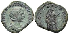 Roman Imperial Coins HERENNIA ETRUSCILLA (Augusta, 249-251). Sestertius. Rome. Obv : HERENNIA ETRVSCILLA AVG. Draped bust right, wearing stephane. Rev : PVDICITIA AVG / S C. Pudicitia seated left, dra