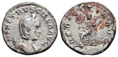 Roman Imperial Coins HERENNIA ETRUSCILLA (249-251). Antoninianus. Antioch. Obv : HER ETRVSCILLA AVG. Diademed and draped bust right, set on crescent. Rev : PVDICITIA AVG. Pudicitia seated left, drawin