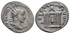 Roman Imperial Coins TREBONIANUS GALLUS (252-253). Antoninianus. Antioch. Obv : IMP C C VIB TREB GALLVS P F AVG / ••. Radiate and cuirassed bust right. Rev : SAECVLVM NOVVM / ••. Hexastyle temple cont