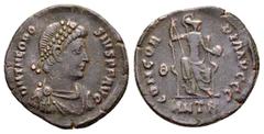 Roman Imperial Coins THEODOSIUS I (379-395). Ae. Antioch. Obv : D N THEODO-SIVS P F AVG. Rev : CONCOR-DIA AVGGG. Condition : Good very fine. Weight : 2.4 gr Diameter : 19 mm