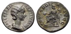 Roman Imperial Coins ORBIANA (Augusta, 225-227).Rome.Denarius. Obv : SALL BARBIA ORBIANA AVG. Diademed and draped bust right. Rev : CONCORDIA AVGG. Concordia seated left, holding patera and double cor