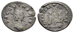 Roman Imperial Coins SALONINA (Augusta, 254-268). Antoninianus. Antioch. Obv : SALONINA AVG. Diademed and draped bust left, set on crescent. Rev : ROMAE AETERNAE. Roma seated left on shield, holding s