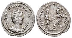 Roman Imperial Coins SALONINA (Augusta, 254-268). Antoninianus. Antioch. Obv : SALONINA AVG. Diademed and draped bust left, set on crescent. Rev : ROMAE AETERNAE. Roma seated left on shield, holding s