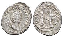 Roman Imperial Coins SALONINA.(Augusta, 254-268).Samosata.Antoninianus. Obv : CORN SALONINA AVG. Diademed and draped bust right, set on crescent. Rev : CONCORDIA AVGG. Gallienus and Salonina standing 