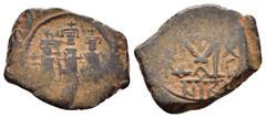 Byzantine Coins HERACLIUS with MARTINA and HERACLIUS CONSTANTINE (610-641).Nicomedia. Follis. Obv : Heraclius, in centre, flanked by Martina, on left, and Heraclius Constantine, on right, each wearing