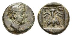 Greek Coins LYCIA. Telmessos.(2nd-1st centuries BC).Ae. Obv : Draped bust (of Hermes?) right, wearing petasos. Rev : T - E - Λ. Bee within incuse square. SNG Copenhagen 135. Condition : Good very fine