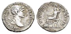 Roman Imperial Coins TRAJAN with TRAJAN PATER (98-117).Rome.Denarius. Obv : IMP TRAIANO AVG GER DAC P M TR P COS VI P P. Laureate bust of Trajan right, with slight drapery. Rev : DIVVS PATER TRAIAN. M