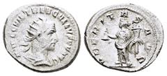 Roman Imperial Coins TREBONIANUS GALLUS (252-253). Antioch.Antoninianus. Obv : IMP C C VIB TREB GALLVS P F AVG. Radiate and cuirassed bust right; three pellets below. Rev : VBERITAS AVG. Uberitas stan