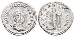 Roman Imperial Coins SALONINA (Augusta, 254-268).Samosata.Antoninianus. Obv : CORN SALONINA AVG. Diademed and draped bust right, set on crescent. Rev : VESTA AETERNA. Vesta standing left, holding pall