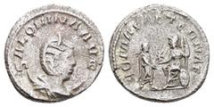 Roman Imperial Coins SALONINA (Augusta, 254-268).Antioch.Antoninianus. Obv : SALONINA AVG. Diademed and draped bust left, set on crescent. Rev : ROMAE AETERNAE. Roma seated left on shield, holding sce