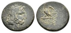 Greek Coins PAPHLAGONIA. Sinope.(Circa 95-90 or 80-70 BC). Struck under Mithradates VI Eupator.Ae. Obv : Laureate head of Zeus right. Rev : ΣΙΝΩΠΗΣ. Eagle, with head right and wings spread, standing l