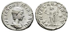 Roman Imperial Coins JULIA SOAEMIAS (Augusta, 218-222).Rome.Denarius. Obv : IVLIA SOAEMIAS AVG. Draped bust right. Rev : VENVS CAELESTIS. Venus standing left, holding apple and sceptre; star in right 