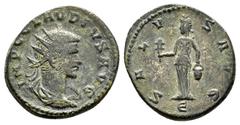 Roman Imperial Coins CLAUDIUS II GOTHICUS (268-270).Antioch.Antoninianus. Obv : IMP C CLAVDIVS AVG. Radiate, draped and cuirassed bust right. Rev : SALVS AVG / Є. Isis standing left, holding sistrum a