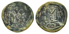 Byzantine Coins HERACLIUS with HERACLIUS CONSTANTINE (610-641).Constantinople.Follis. Obv : Heraclius and Heraclius Constantine standing facing, Heraclius holding akakia; Heraclius Constantine holding