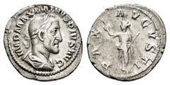 Roman Imperial Coins MAXIMINUS THRAX (235-238).Rome. Denarius. Obv : IMP MAXIMINVS PIVS AVG. Laureate, draped and cuirassed bust right. Rev : PAX AVGVSTI. Pax standing left, holding branch and sceptre