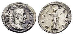 Roman Imperial Coins MAXIMINUS THRAX (235-238).Rome. Denarius. Obv : IMP MAXIMINVS PIVS AVG. Laureate, draped and cuirassed bust right. Rev : PAX AVGVSTI. Pax standing left, holding branch and sceptre
