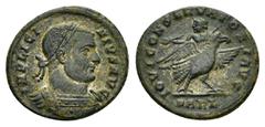 Roman Imperial Coins LICINIUS I (308-324).Arelate.Follis. Obv : IMP LICINIVS AVG. Laureate and cuirassed bust right. Rev : IOVI CONSERVATORI AVG / P ARL. Licinius, with head left and holding sceptre a