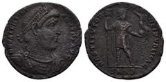 Roman Imperial Coins VALENTINIAN I (364-375).Nicomedia.Ae. Obv : D N VALENTINIANVS P F AVG. Diademed, draped and cuirassed bust right. Rev : RESTITVTOR REIPVBLICAE / SMNA. Valentinian standing facing,