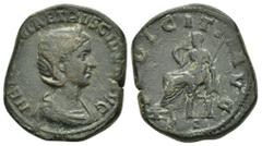 Roman Imperial Coins HERENNIA ETRUSCILLA (Augusta, 249-251).Rome.Sestertius. Obv : HERENNIA ETRVSCILLA AVG. Draped bust right, wearing stephane. Rev : PVDICITIA AVG / S C. Pudicitia seated left, drawi