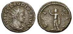 Roman Imperial Coins CLAUDIUS II GOTHICUS.(268-270).Antioch.Antoninianus. Obv : IMP C CLAVDIVS AVG. Radiate head right. Rev : SOL AVG. Sol standing front, head to left, raising his right hand in salut