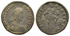 Roman Imperial Coins VALENTINIANUS II (375 - 392).Antioch.Maiorina. Obv : D N VALENTINIANVS P F AVG. Rosette-diademed, draped and cuirassed bust right. Rev : VIRTVS EXERCITI / ANT Γ. Valentinian stand