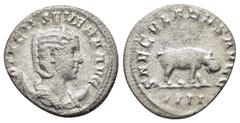 Roman Imperial Coins OTACILIA SEVERA.(244-249).Rome.Antoninianus. Obv : OTACIL SEVERA AVG. Bust of Otacilia Severa, diademed, draped, right. Rev : SAECVLARES AVGG IIII . Hippopotamus, standing right. 