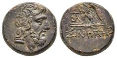 Greek Coins PAPHLAGONIA. Sinope.(Circa 95-90 or 80-70 BC). Struck under Mithradates VI Eupator.Ae. Obv : Laureate head of Zeus right. Rev : ΣΙΝΩΠΗΣ. Eagle, with head right and wings spread, standing l