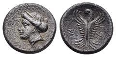 Greek Coins PAPHLAGONIA.Sinope.(Circa 330-250 BC).Hemidrachm. Obv : Head of nymph left, with hair in sakkos. Rev : ΣΙ - ΝΩ. Eagle facing, head left, wings displayed; Π to right. SNG BM Black Sea 1495-
