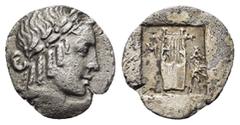Greek Coins LYCIA.Lycian League. Masikytes (circa 42 BC).Hemidrachm -[Y], laureate head of Apollo right / M-A, lyre, filleted branch to right, all within incuse square. very fine RPC I 3302. Condition