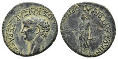 Roman Provincial Coins KOINON of LYCIA.Claudius.(41-54).Ae. Obv : ΤΙΒΕΡΙΟΣ ΚΛΑΥΔΙΟΣ ΚΑΙΣΑΡ ΣΕΒΑΣΤΟΣ. Bare head of Claudius, left. Rev : ΠΑΤΗΡ ΠΑΤΡΙΔΟΣ ΓΕΡΜΑΝΙΚΟΣ ΑΥΤΟΚΡΑΤΩΡ. Apollo Patroös standing fa
