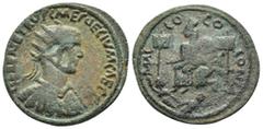 Roman Provincial Coins CILICIA. Mallus. Hostilian (Caesar, 250-251). Ae. Obv : S VALEN OCTIL MEC QVINTVM C. Radiate, draped and cuirassed bust right. Rev : MALLO COLONIA. Tyche seated left on rocks, h