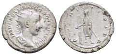 Roman Imperial Coins GORDIAN III.(238-244).Rome.Antoninianus. Obv : IMP CAES M ANT GORDIANVS AVG. Radiate, draped and cuirassed bust right. Rev : P M TR P II COS P P. Gordian standing left, holding sc